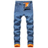 Skinny Men's Straight Pants Basic Brushed Mid Waisted Urban Jeans
